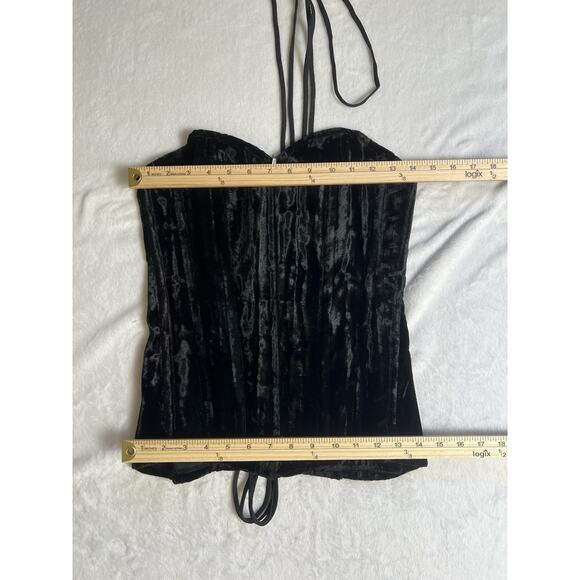 Daisy Corsets Women’s Velvet Corset Sz M Black Zipper Lace Up Whimsigoth Witchy - Picture 5 of 7